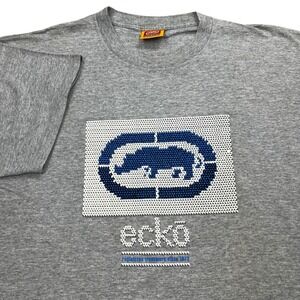 Vintage Ecko Unltd T Shirt Mens‎ Size XL Gray Blue Rhino Logo Made in USA 90s